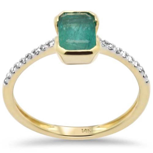 Muse Jewelry 1.08ct G SI 14K Yellow Gold Diamond & Natural Emerald Gemstone Ring Size 6.5