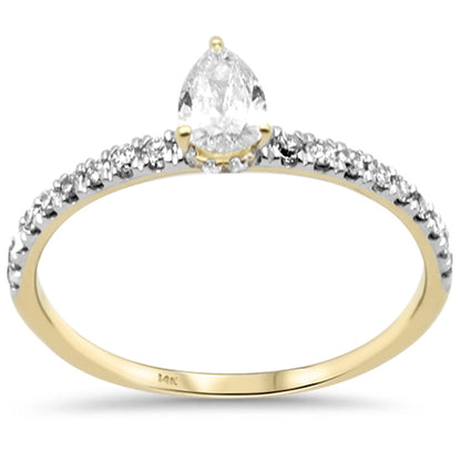 Muse Jewelry .54ct G SI 14K Yellow Gold Pear Shape Diamond Engagement Ring Size 6.5