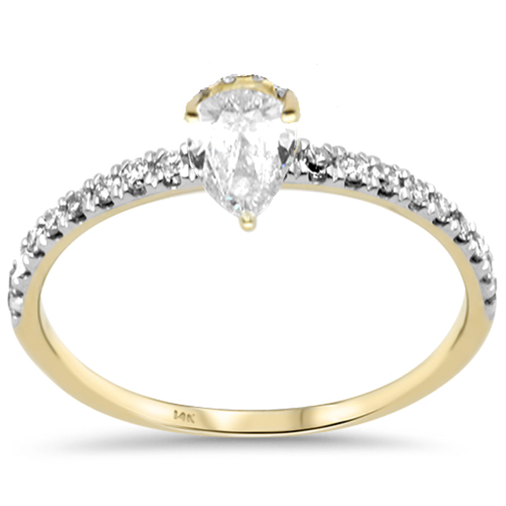 Muse Jewelry .54ct G SI 14K Yellow Gold Pear Shape Diamond Engagement Ring Size 6.5