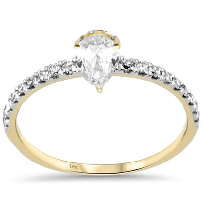 Muse Jewelry .54ct G SI 14K Yellow Gold Pear Shape Diamond Engagement Ring Size 6.5