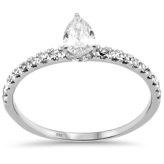 Muse Jewelry .54ct G SI 14K White Gold Pear Shape Diamond Engagement Ring Size 6.5