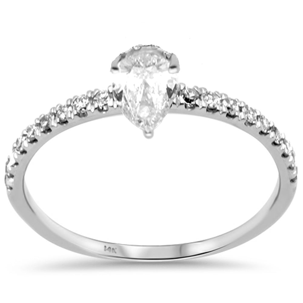 Muse Jewelry .54ct G SI 14K White Gold Pear Shape Diamond Engagement Ring Size 6.5