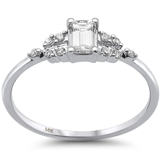 Muse Jewelry .38ct G SI 14K White Gold Emerald Cut Diamond Engagement Ring Size 6.5