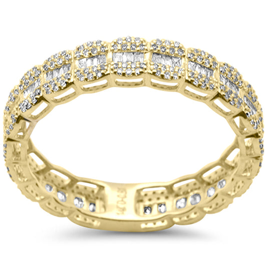 Muse Jewelry .81ct G SI 14K Yellow Gold Men's Round & Baguette Diamond Ring Band Size 10