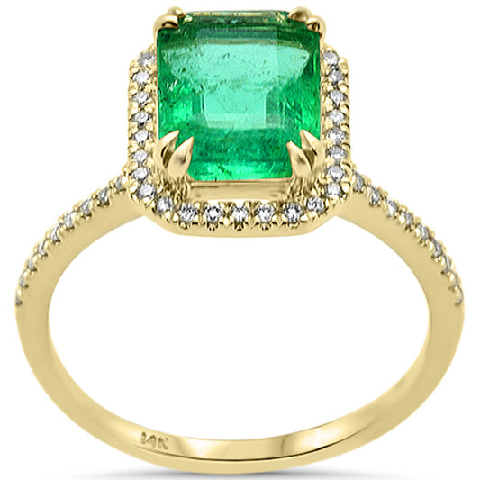 Muse Jewelry 2.30ct G SI 14K Yellow Gold Diamond & Natural Emerald Gemstone Ring Size 6.5
