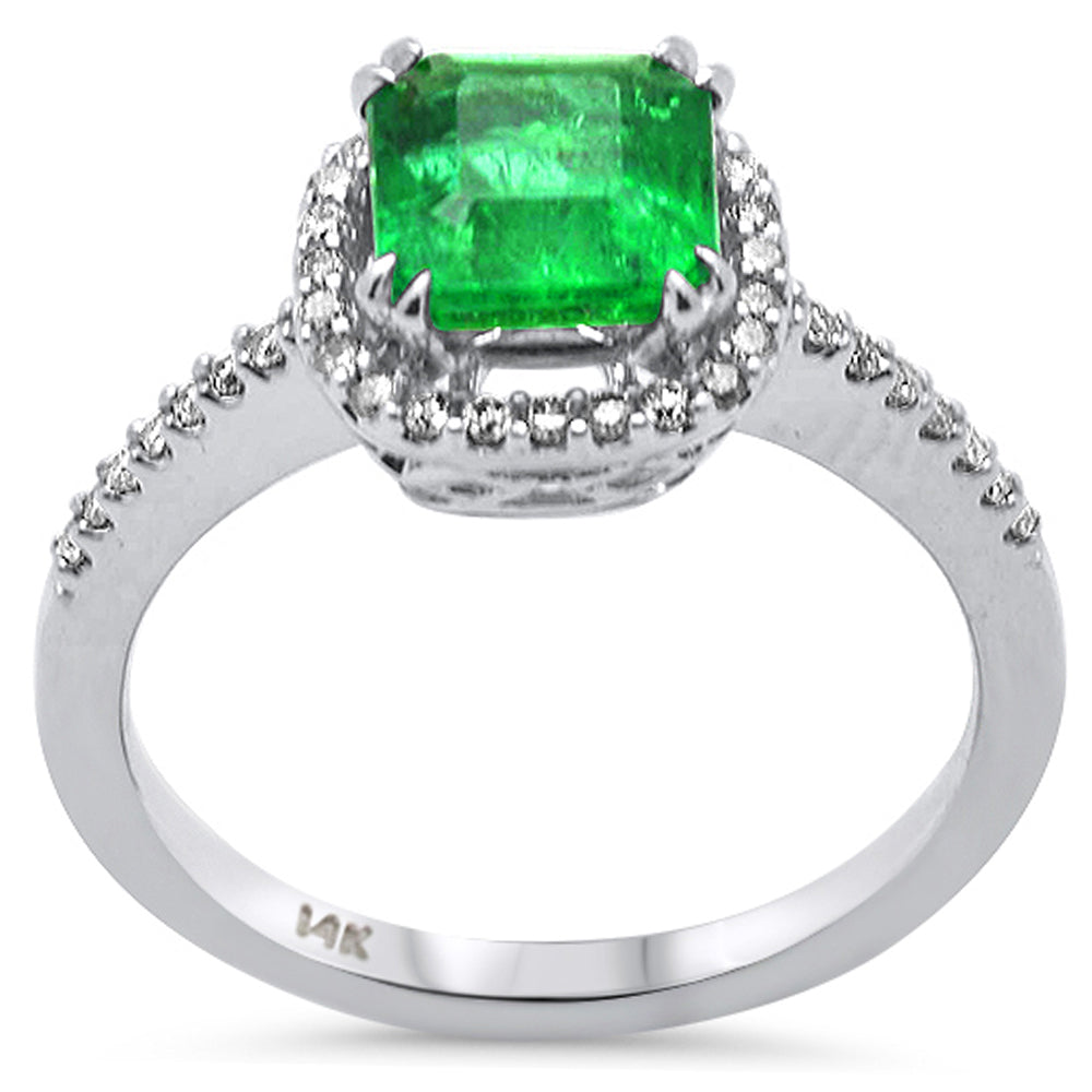 Muse Jewelry 1.70ct G SI 14K White Gold Diamond & Natural Emerald Gemstone Ring Size 6.5