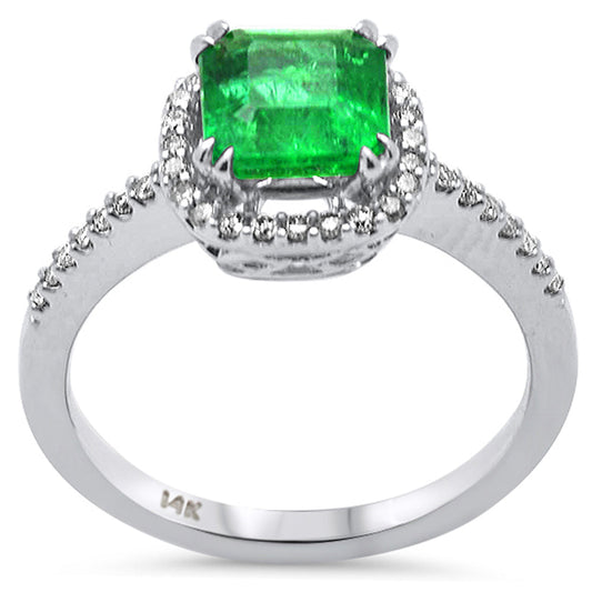 Muse Jewelry 1.70ct G SI 14K White Gold Diamond & Natural Emerald Gemstone Ring Size 6.5