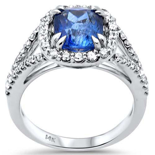 Muse Jewelry 3.64ct G SI 14K White Gold Diamond & Blue Sapphire Gemstone Ring Size 6.5