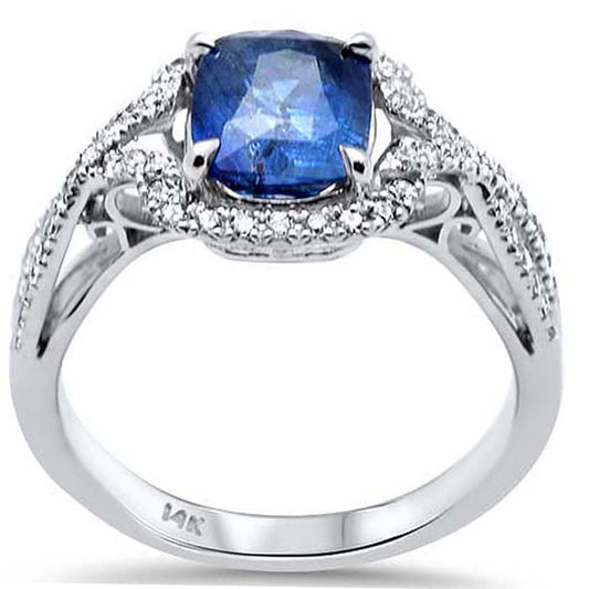 Muse Jewelry 2.62ct G SI 14K White Gold Diamond & Blue Sapphire Gemstone Ring Size 6.5