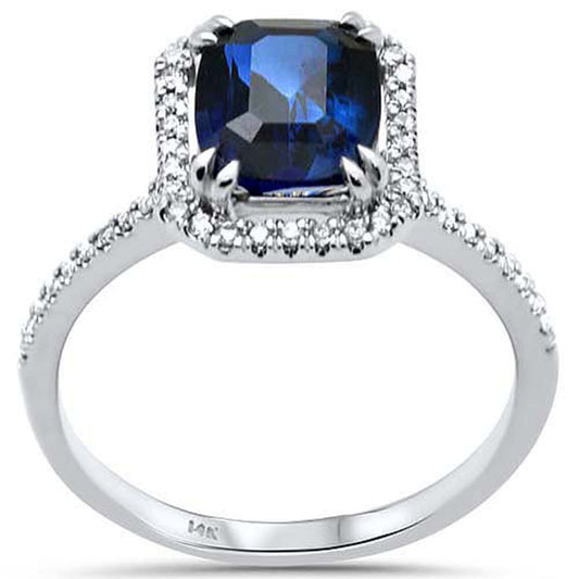 Muse Jewelry 2.59ct G SI 14K White Gold Diamond & Blue Sapphire Gemstone Ring Size 6.5