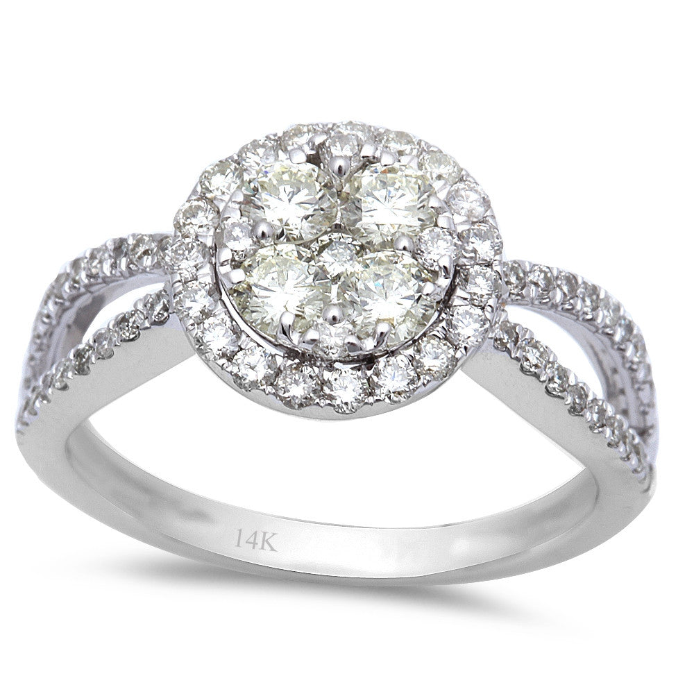 Muse Jewelry 1.00CT Round Diamond Halo Style Solitaire Engagement Ring 14kt White Gold Sz 7