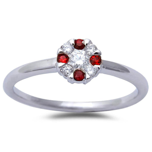 Muse Jewelry White Gold Ruby & Diamond Solitaire Engagement Promise Ring Size 6.5