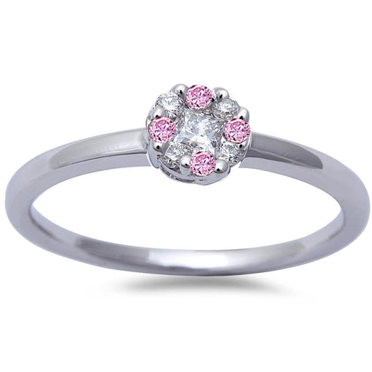 Muse Jewelry GEMSTONE White Gold Pink Sapphire & Diamond Solitaire Engagement Promise Ring Size 6.5