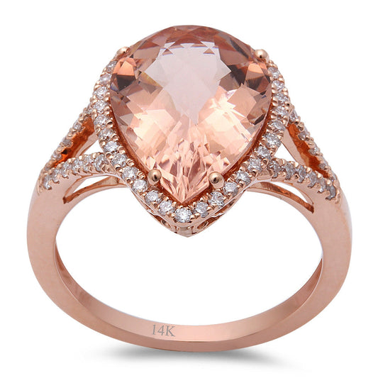 Muse Jewelry 4.42CT F VS Pear cut Morganite Diamond 14kt Rose Gold Engagement Ring Size 6.5