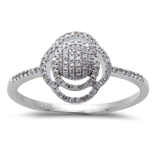 Muse Jewelry .14ct 14kt White Gold Round Modern Flower Fine Diamond Ring Size 6.5