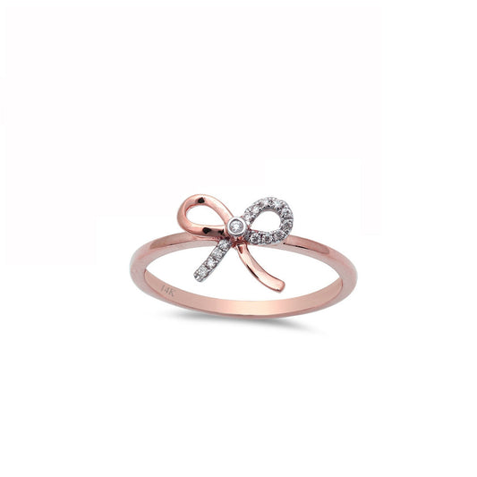 Muse Jewelry Gift.05cts Bow Tie Heart Diamond Ring 14kt, Rose Gold Size 6.5