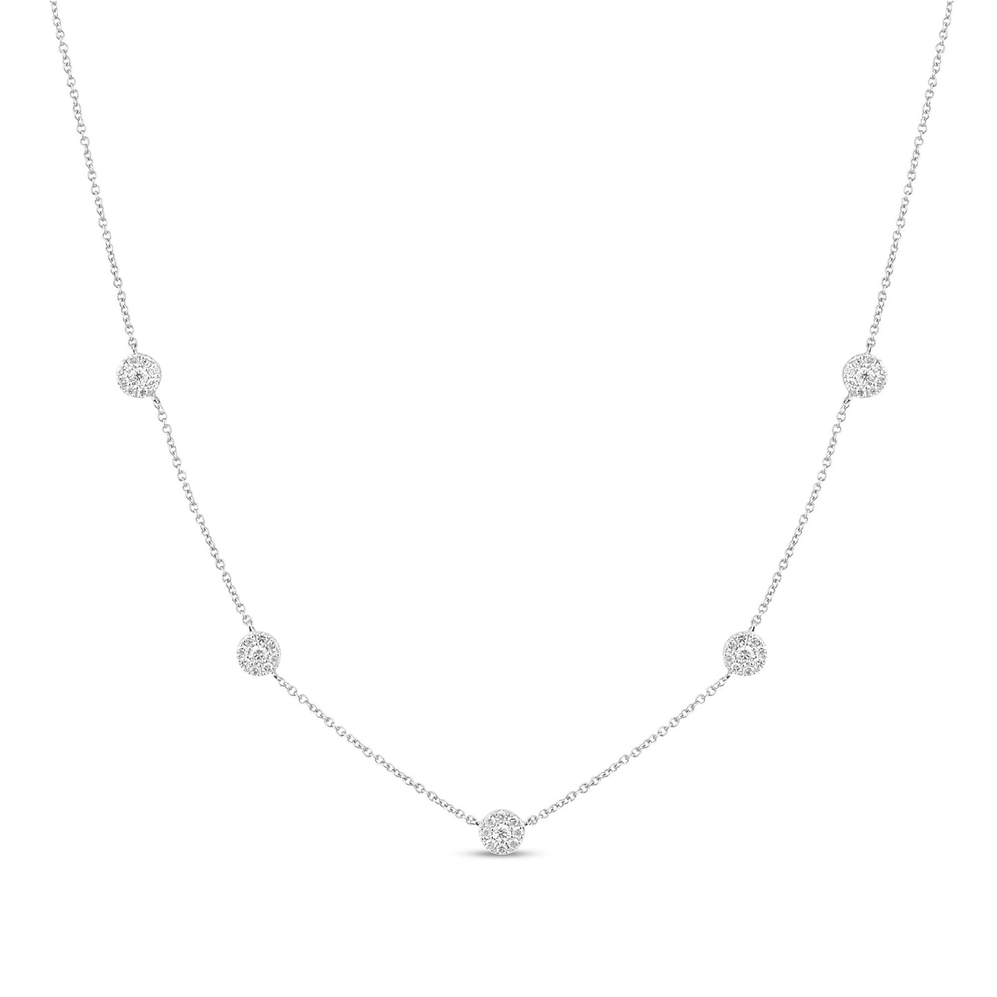 Muse Jewelry .43ct G SI 14K White Gold Diamond Round Shaped Diamond by The Yard Pendant Necklace 16+2"