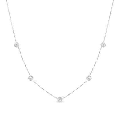 Muse Jewelry .43ct G SI 14K White Gold Diamond Round Shaped Diamond by The Yard Pendant Necklace 16+2"