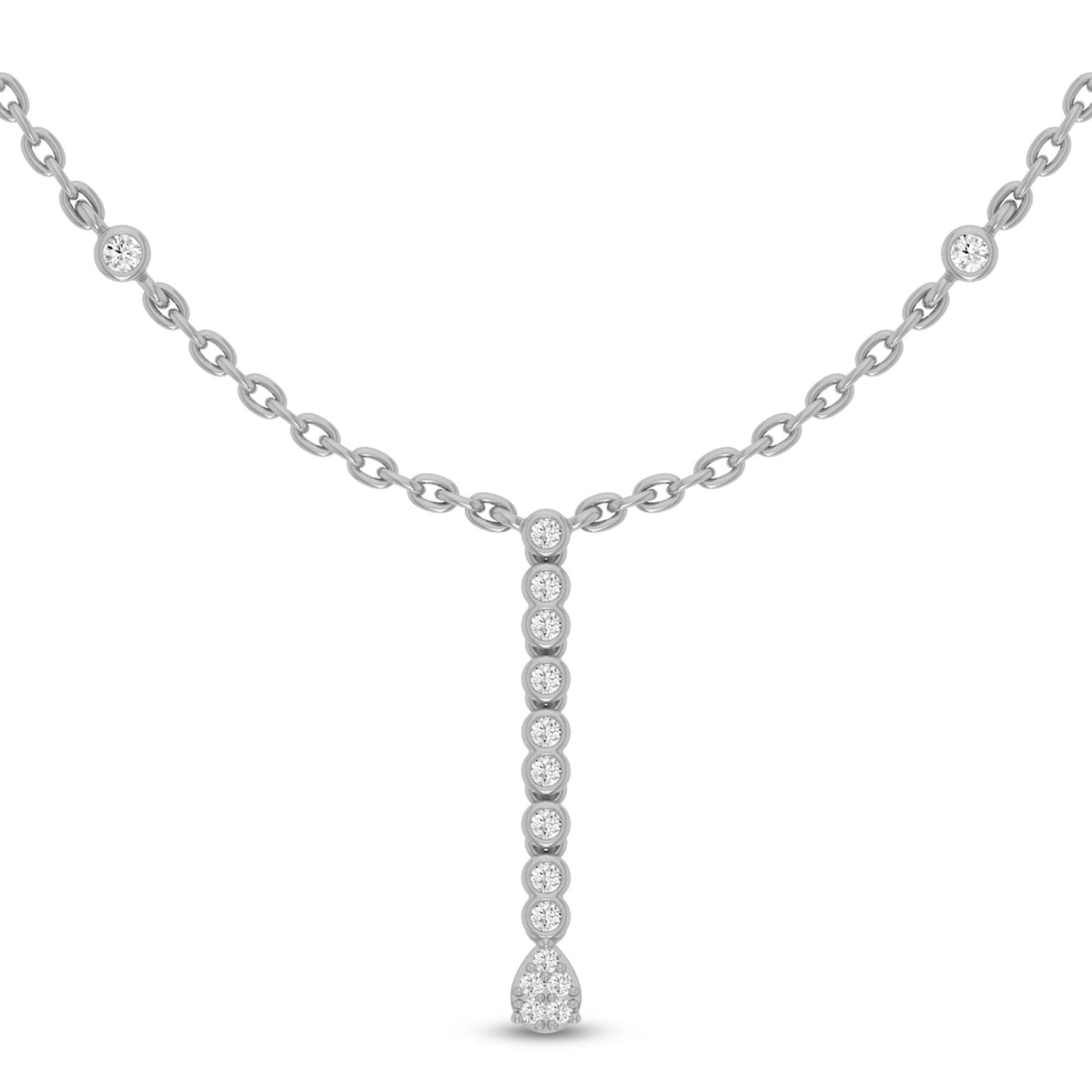 Muse Jewelry .21ct G SI 14K White Gold Diamond Dangling Pendant Necklace 16" +2" EXT