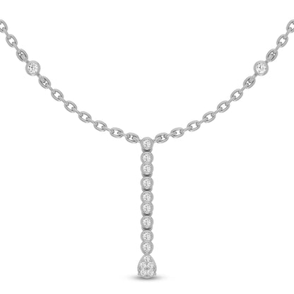 Muse Jewelry .21ct G SI 14K White Gold Diamond Dangling Pendant Necklace 16" +2" EXT