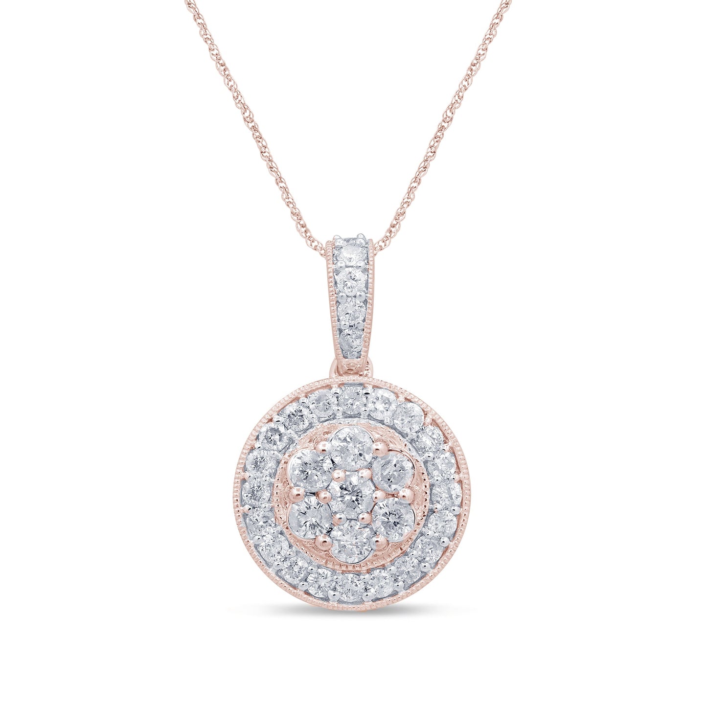 Muse Jewelry 1.05ct 14k Rose Gold Diamond Pendant Necklace 18" Long