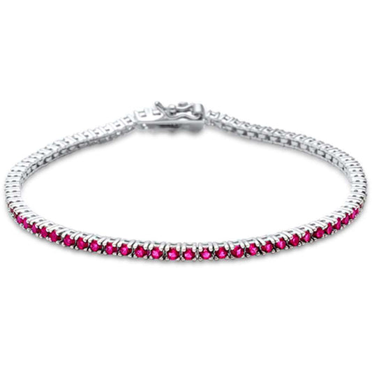 Muse Jewelry 1.67ct G SI 14K White Gold Natural Ruby Tennis Bracelet 7"