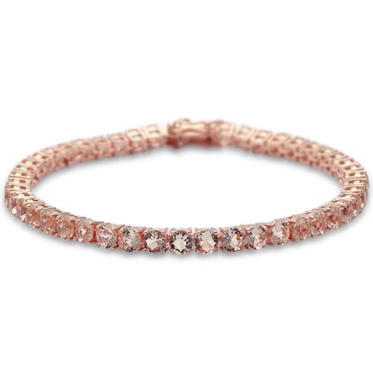 Muse Jewelry 4MM Round Rose Gold Plated Morganite Cubic Zirconia Bracelet 7.25"