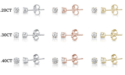 Muse Jewelry .20ct -.40ct G SI 14KT Gold Diamond Solitaire Stud Earrings More Size & Colors Available