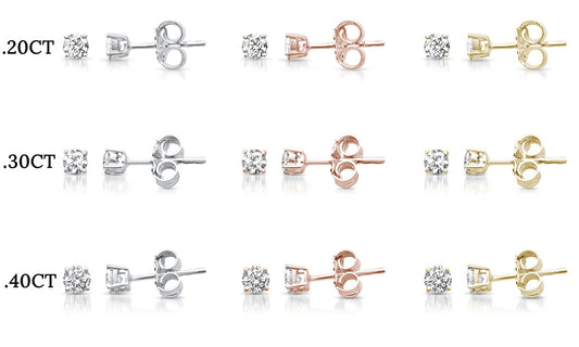 Muse Jewelry .20ct -.40ct G SI 14KT Gold Diamond Solitaire Stud Earrings More Size & Colors Available