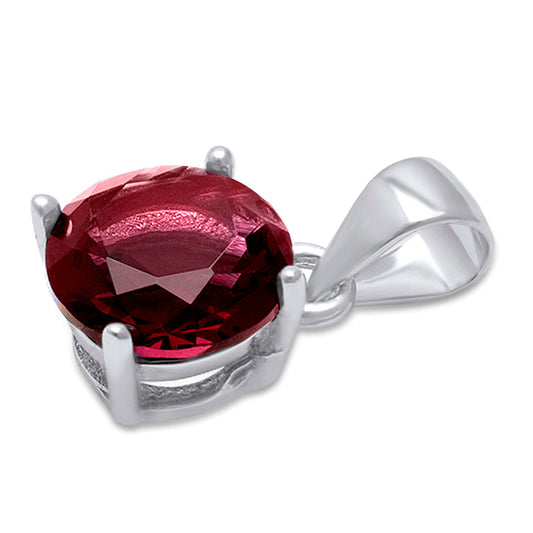Muse Jewelry Round Ruby .925 Sterling Solitaire Pendant