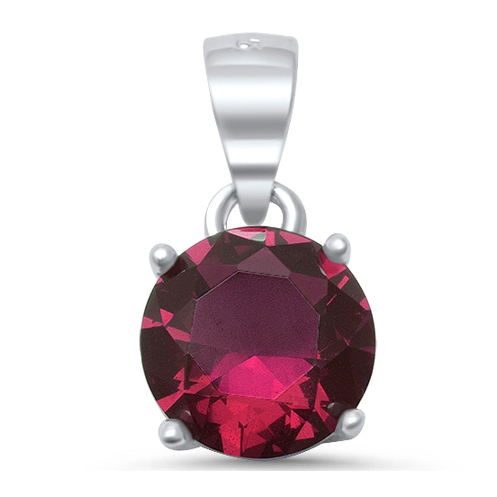 Muse Jewelry Round Ruby .925 Sterling Solitaire Pendant