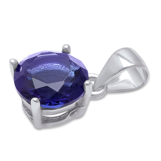Muse Jewelry Round Tanzanite .925 Sterling Solitaire Pendant