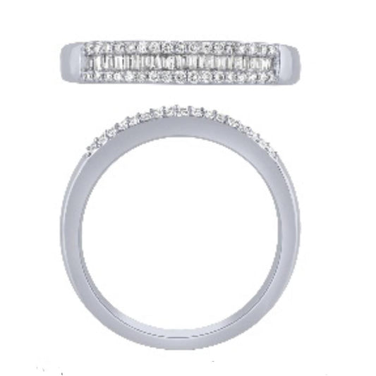 Muse Jewelry .25ct G SI 14K White Gold Round & Baguette Diamond Band Ring