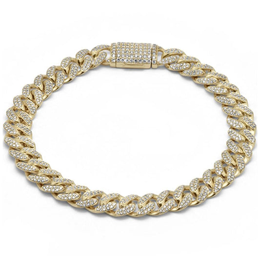 Muse Jewelry 7mm 1.68ct G SI 14K Yellow Gold Diamond Round Cuban Bracelet 8"