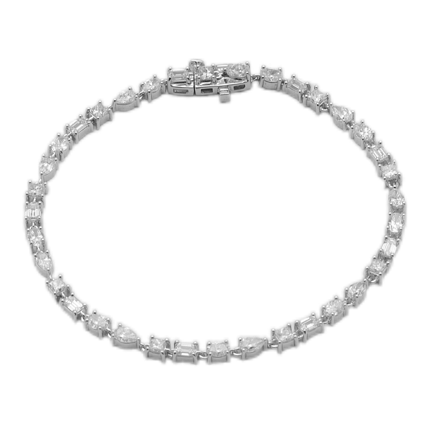 Muse Jewelry 3.58ct G SI 14K White Gold Multi Shape Diamond Tennis Bracelet 7" Long