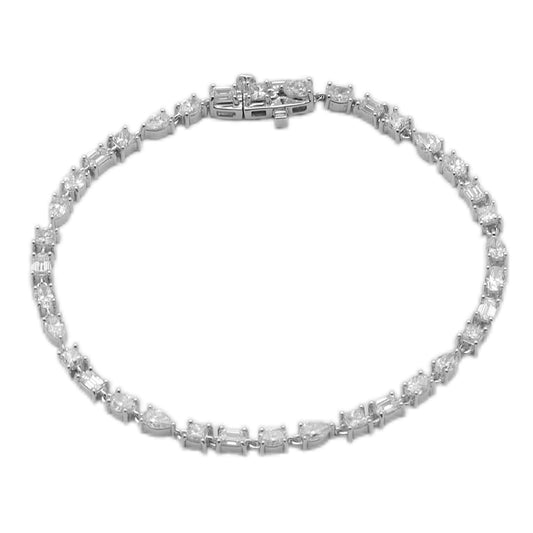 Muse Jewelry 3.58ct G SI 14K White Gold Multi Shape Diamond Tennis Bracelet 7" Long