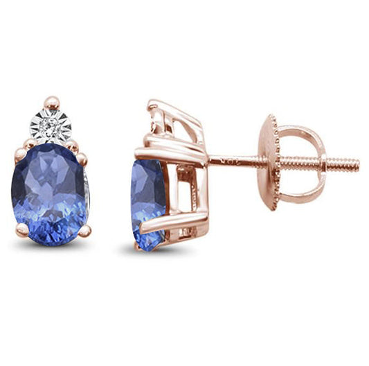 Muse Jewelry 1.4ct 10k Rose Gold Tanzanite & Diamond Earring
