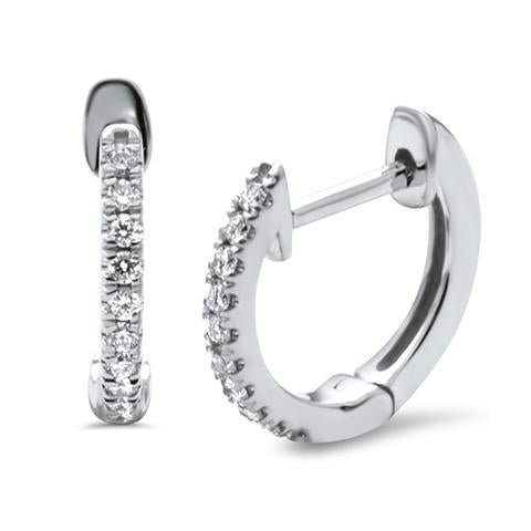 Muse Jewelry .12ct 14k White Gold Diamond Hoop Huggie Earrings