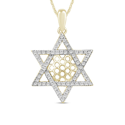 Muse Jewelry .25ct 14k Yellow Gold Diamond Jewish Star of David Pendant Necklace 18"