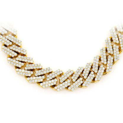 Muse Jewelry 7MM 4.92ct G SI 14K Yellow Gold Diamond Square Cuban Necklace 20"