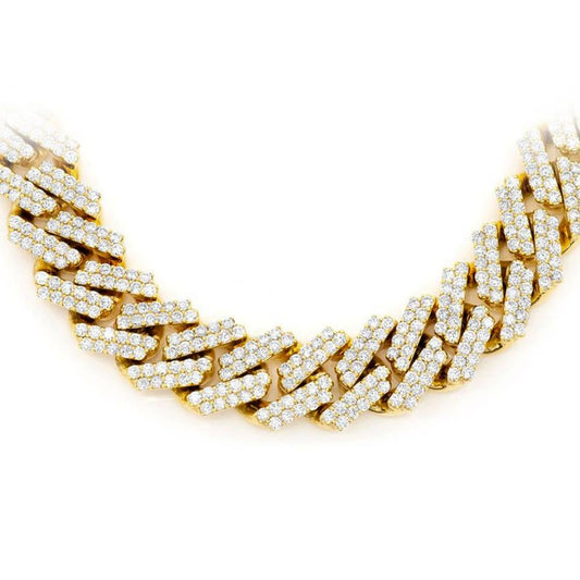 Muse Jewelry 7MM 4.92ct G SI 14K Yellow Gold Diamond Square Cuban Necklace 20"