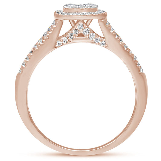 Muse Jewelry .91ct 14k Rose Gold Square Diamond Engagement Ring Size 6.5