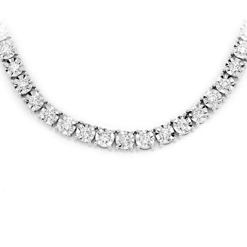 Muse Jewelry 5.07ct 14K White Gold Tennis Miracle Illusion Necklace 22"