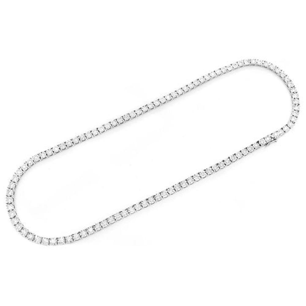 Muse Jewelry 7.00ct G SI 14K White Gold Diamond Miracle Illusion Tennis Necklace 22" Long