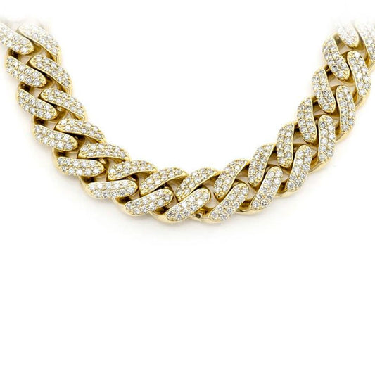 Muse Jewelry 9MM 7.94ct G SI 10KT Yellow Gold Diamond Round Cuban Necklace 18"