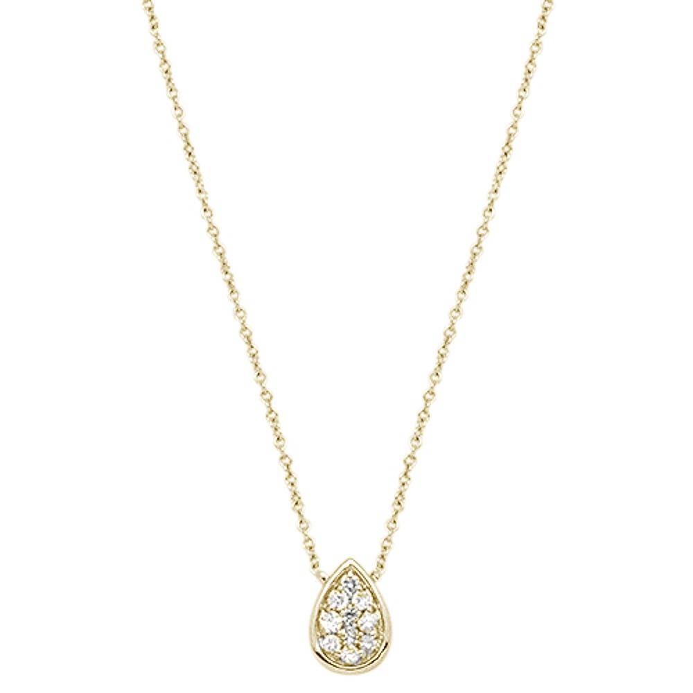 Muse Jewelry .14cts 14kt Yellow Gold Diamond Pear Shape Solitare Pendant Necklace 18"