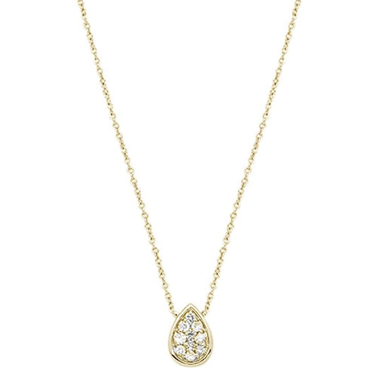 Muse Jewelry .14cts 14kt Yellow Gold Diamond Pear Shape Solitare Pendant Necklace 18"