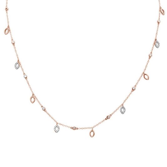 Muse Jewelry .53ct 14k Rose Gold Diamond Pendant Designer Necklace 16" Long+(1"ext)