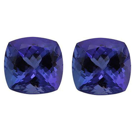 Muse Jewelry 4.00ct 7.5mm Natural Cushion Cut Tanzanite Loose Gemstones Great for Earrings!
