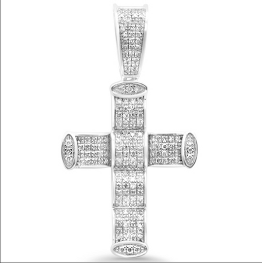 Muse Jewelry .42ct G SI 10K White Gold Diamond Cross Pendant